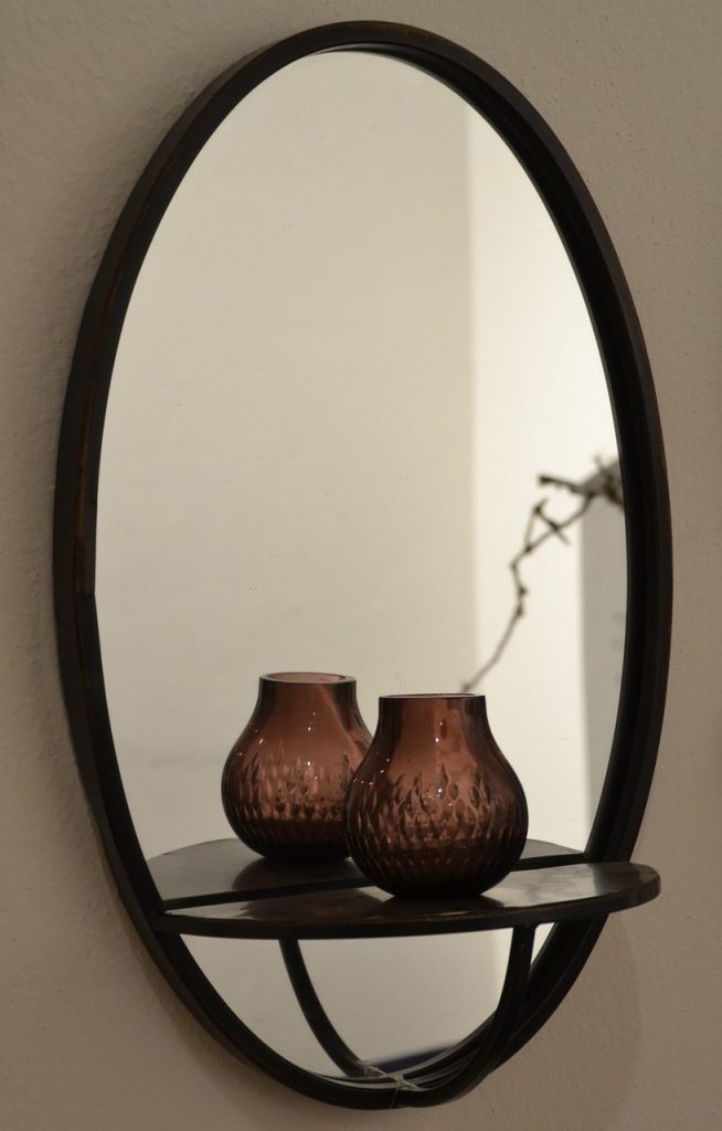 vase devant miroir en bois sur mesure